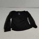 Fayenne Womens Tops Deep V Neck Cross Wrap Sexy Tops Polka Dot Mesh Long Sleeve T Shirt Casual Blouses (X-Large, Black)