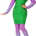 AOBUTE Women Halloween 2 Pcs Costume Outfits Long Sleeve Green Dress Purple Leggings (XX-Large)