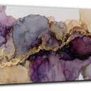Abstract Purple and Gold Canvas Wall Art Living Room Bedroom Wall Decor Modern Marble Fluid Texture Prints Picture Watercolor Minimalist Foil Ink Poster Neutral Artwork for Bathroom Decorations 14x48