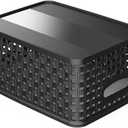 WYT Woven Storage Organizer Basket, 6-Pack Black Plastic Weave Baskets, 10.1 x 7.55 x 4.1