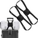 Chelmon 2 Pack Luggage Straps, Ajustable Elastic Bungee Belt for Suitcases, Add Extra Bag Easy and Securely for Travel