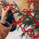 60 Pcs Red Christmas Tree Bows Christmas Tree Decorations Rustic Crafts Gift Bows Vintage Gift Wrapping Decorations Bendable and Twistable for Xmas Garland Wreath Indoor (3.15 Inches/ 8 cm)