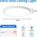 6PK 15.8 inch LED Flush Mount Ceiling Light Fixture,36W 3600LM,3000K/4000K/6000K CCT Selectable Super Slim LED Ceiling Light ,Close to Ceiling Round Flat Panel light for Bedroom, Kitchen, Hallway, White