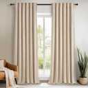 Topfinel 102 Inch Long Curtains for Bedroom Living Room,Blackout Room Darkening Thermal Thick Luxury Velvet Drapes for Sliding Glass Patio Doors,Set 2 Panels,102 in Length,Beige (52"W x 102"L (Pack of 2))