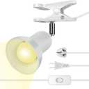 RONG&LAN Clip lamp,360 Rotation Clip on Lamp Portable Book Reading Light,Clamp on Desk/Table/Bunk Bed/Cupboard Home Lighting, (Desk lamp,Seven Colors for Your Choice) (White,2)