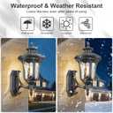 Outdoor Light Fixtures Wall Mount, Waterproof Exterior Wall Lanterns with Waer Ripple Glass, Outside Sconces, Front Porch Lights for House Garage Doorway Patio, 22'' Large Black