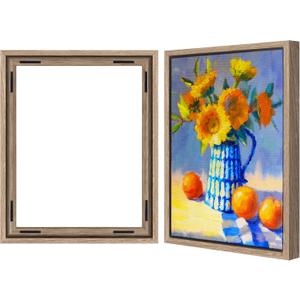 Americanflat 16x20 Canvas Floating Frame with Adhesive Strips Included - Vertical and Horizontal Floating Frame for Artwork - Canvas Frames for Wall Display - Oak