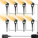 VOLISUN Outdoor Uplight Landscape Spotlight with Transformer, Low Voltage Landscape Lighting with Stakes 8Pack Outdoor Uplights for House, Flags,131.2ft Cable IP65 Waterproof Warm White (8 Pack)