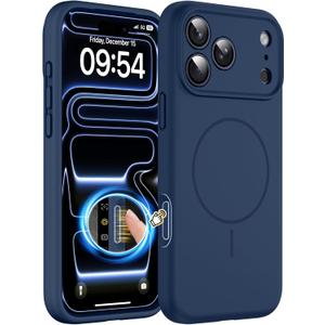 Magnetic for iPhone 17 Pro Case, Compatible with MagSafe, Integrated Silicone Camera Control Cover Protection, 3.0mm Thicken Silicone Phone Cover for 17 Pro 6.3", Dark Blue