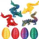 VivaNova 4 Pack 3D Printed Easter Dragon Eggs, Prefilled Easter Eggs with Articulated Mini Dragons Inside, Easter Basket Stuffers, Easter Egg Fillers, Dragon Fidget Toys, Classroom Exchange Gifts