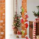 70 Inch Christmas Stocking Holder with 6 Hooks, Wooden Xmas Stocking Hangers Vertical Stocking Holder for Mantel Wall Fireplace Collapsible Stockings Hung Xmas Home Holiday Festival Decoration