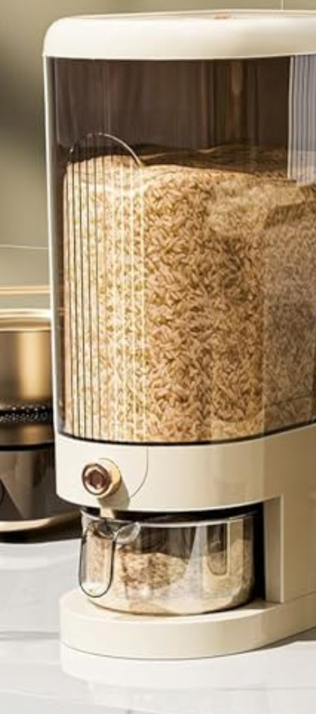 Peaoop 22LBS Rice Dispenser, Large Grain Container Storage with Lid Measuring Cylinder Household Cereal Dispenser Bucket for Kitchen Soybean Corn (22lb)