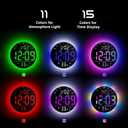 EASYERA 10" Large Digital Wall Clock with Remote Control, Music Sync RGB Atmosphere Light, Low-Reflectivity, Temperature, LED Display, Dual Alarms, BT Sync, Auto DST for Bedroom and Classroom