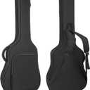 39 40 41 Inch Acoustic Guitar Bag Acoustic Guitar Case, 10MM/0.4In Thick Padding Acoustic Guitar Gig Bag with Comfortable Handle and Pockets, Green Zipper, Black
