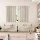 BGment Polyester Curtains 36 Inch Length for Short Window, Rod Pocket Light Filtering Textured Drapes for Bathroom Kitchen Cafe Bedroom Back Tab Lightweight, 2 Panels, 42"W x 36"L (Pack of 2), Dark Linen
