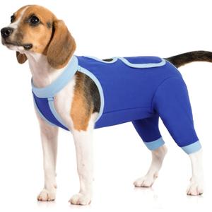 IDOMIK Recovery Suit for Dogs Hind Legs|Dog Surgery Suit for Female Spay Male Neuter,Dog Leg Sleeve to Stop Licking Rear Legs,Long Sleeves Wound Cover Onesie Shirt for Dogs,Cone Collar Alternative (M(Chest Girth:20.87"/53CM), Blue)