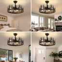 Rustic Ceiling Fans with Lights, 23" Deer Antler Ceiling Fan with Light, Adjustable Height, Rustic Farmhouse Ceiling Fans for Living Room, Bedroom, Hallway, Entryway Lighting
