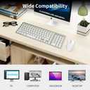 Wireless Keyboard Mouse Combo ;Compact Design with Number Pad, Rechargeable, Quiet, 2.4 GHz USB Receiver, Slim Keyboard and Ergonomic Mice Set for Windows Computer Desktop PC Laptop -Silver White