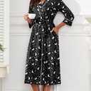 PrinStory Womens Robe Long Knit Bathrobe Lightweight Soft Robes Ladies Bath Robe (XL)