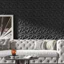 Art3dwallpanels 33 Pack 3D Wall Panel Diamond for Interior Wall Dcor, PVC Flower Textured Wall Panels for Living Room Lobby Bedroom Hotel Office, Black, 12''x12'' Cover 32.Sq.Ft.
