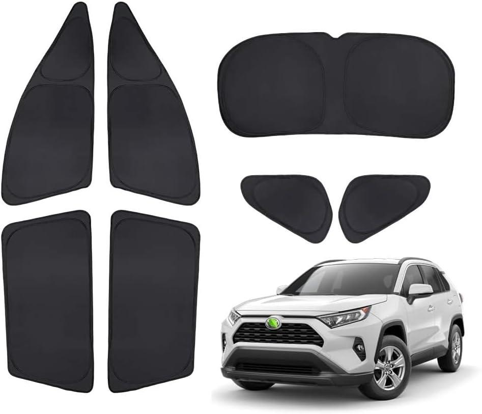 T TGBROS Windshield Sun Shade for Toyota RAV4 2019-2025 2026 Car Window Shades Thicken UV Block and Blackout Privacy Foldable Sunshades 7PCS Accessories Keep Cool Sun Visor Covers