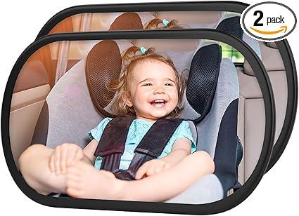 BOEYOS Baby Car Mirror, Safety Car Seat Mirror for Rear Facing Infant, Clear Wide View, 360°Rotation, Easily Observe the Baby Move, Secure, Shatterproof, Crash Tested and Certified (2Pack)