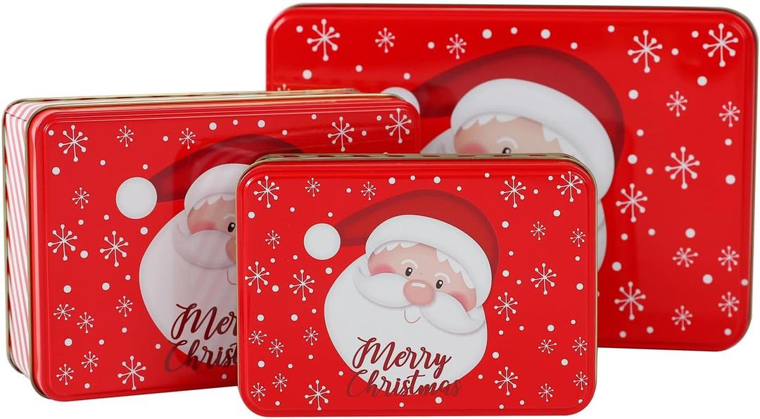 YWKXM Cookie Tins Square Storage Tins for Christmas Gift Giving, 6Pcs Extra Thick Metal - Large, Medium and Small Sizes