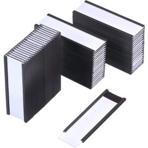 60 Pcs Magnetic Label Holders with Magnets 1x3 Inches Magnetic Data Card Holders with Paper Inserts and Clear Plastic Protectors for Metal Shelf, Whiteboard