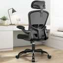 FelixKing Office Chair Ergonomic Desk Chair with Headrest, High Back Computer with Adjustable Lumbar Support and Wheels,Executive Swivel Comfy with flip-up Armrests for Home Office (Black)