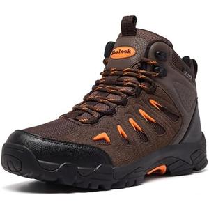 SHULOOK Men's Waterproof Hiking Boots Non-Slip Lightweight Mid Top Ankle Boot Breathable Hiker Trekking Shoes Size 14