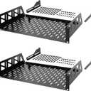 Tecmojo 2U Rack Shelf,19 inch Server Rack Shelf 12 inch Depth,Weight Capacity 110Lbs/50kg,Rack Mount Shelf for 19" Network Racks & Cabinets,with Complete Accessories (2Pack)