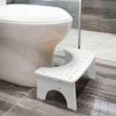 Bamboo Toilet Stool, 7" Toilet Stool Squat Adults Kids, Portable Simple Curve Squat Toilet Potty Stool, Non-Slip Poop Stool for Bathroom, Improve Squatting Posture and Comfort (White)