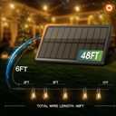 Addlon 54FT(48+6) Solar String Lights Outdoor Waterproof with USB Charging & Remote Control - Dimmable Solar Power Patio Lights with LED Bulbs for Porch, Garden, Yard, Market, Bistro - Last for 20+Hrs