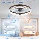 ZMISHIBO Low Profile Ceiling Fans with Lights and Remote, 20 Inch Flush Mount Ceiling Fan with Light, 3000K-6000K Dimmable Fandelier LED Fan Light, 6 Wind Speeds Brown Ceiling Fans for Bedroom