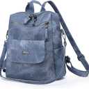 ROOSALANCE Backpack Purse for Women, Women Leather Back pack Purse Waterproof Antitheft Shoulder Bags Handbags, Fashion Ladies Backpack for Daily Travel Work (Blue)