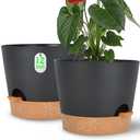 Plant Pots Self Watering Planters with Drainage Hole and Reservoir Large Flower Planting Pots for Indoor Outdoor Plants Plastic Succulent Pot Gift Idea 2 * 12Inch (Black)