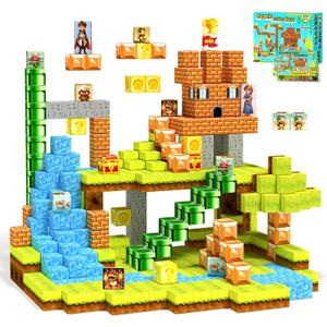 Magnetic Blocks- Magnetic Building Blocks Magnet Cube Toys Stacking, Build Forest Toys & Games Set, STEM Sensory Play, Birthday Giftsfor Kids Boys Girls Age 3-10 Years Old (54pcs 1inch)