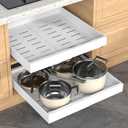 Expandable Pull Out Cabinet Organizer, 21"Deep Slide Out Drawer with Nano Adhesive, Upgrade 3 Slide Rails Roll Out Shelf for Kitchen, Pantry or Bathroom, Adjustable Width 12.4"-20.2"