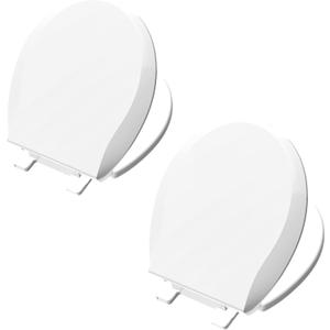 Toilet Seat Round Soft Close 2 PACK, Toilet lid Round Slow Close 16.5 inch, PP Material Safe and Easy Clean, Quick Installation & Never Loosen, Comfortable Ergonomic Design (White, 2 Pack)