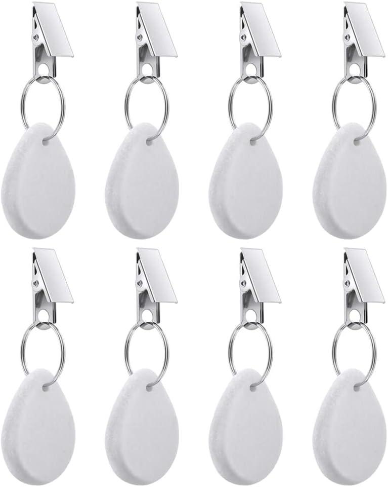 Tablecloth Weights Hangers, Tablecloth Pendant Stone Table Cover Weights with Metal Clips for Outdoor Party Picnic Table Decoration (White (8pcs))