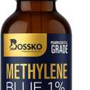 Bossko Methylene Blue 1% Solution 99.99% Pure Pharmaceutical Grade with B12 & Magnesium | Brain & Cellular Support | Third-Party Tested Dietary Supplement Drops 60ml