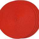 FunWheat Round Braided Placemats Set of 4 Place Mats for Dining Tables Woven Washable Non-Slip Table Mats Small 13 inch(S Red, 4pcs)