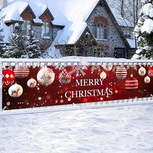 BlissYard Merry Christmas Banner Christmas Backdrop 78 X 17 Inch Christmas Banner Decorations Christmas Ornament Outdoor Banner For Holiday Decorations Fence Cover Yard Sign Background Photography