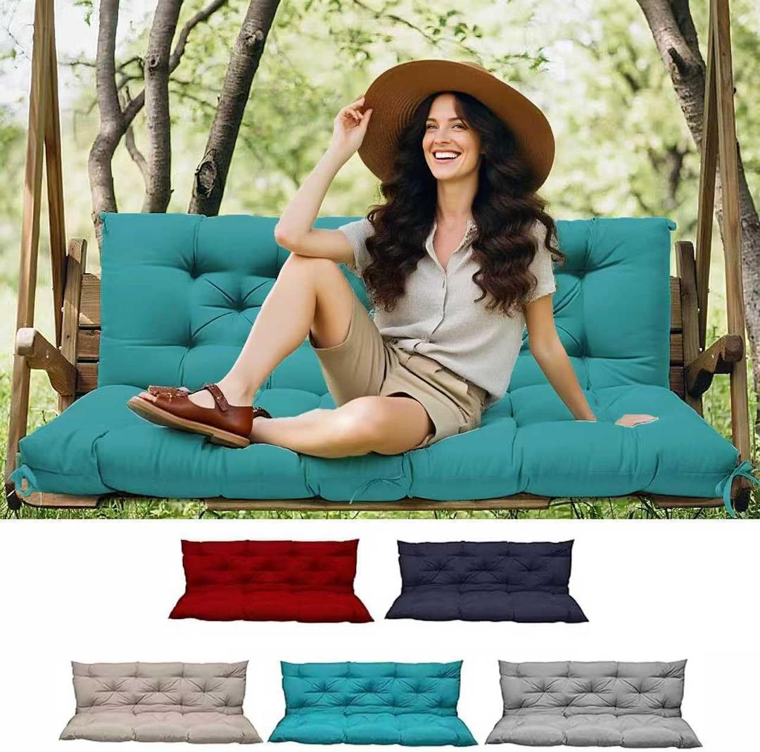 Porch Swing Cushions, Outdoor Swing Cushions 3 Seater Replacement with Backrest, Thickened Swing Cushion with Ties,Patio,Outdoor,Backyard and Gard (Lake Blue, 60 * 40 * 4 inches)