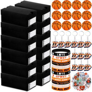 12 Sets Mini Sneaker Boxes for Party Favors Small Gift Case Mini Shoe Gifts Boxes with Editable Label Keychains Small Ball Bracelets Stickers for Sport Basketball Party Supplies(Black)