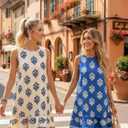 BLENCOT Womens Boho Dress Sleeveless Ruffle Mini Summer Vacation Casual Dresses (Beige, M)