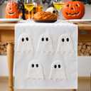 2 x Halloween Ghost Table Runner for Guest Bedroom One End Patterned Halloween Dresser Scarf Spooky Ghost Adjustable Table Runner 3D Embroidered Tabletop Decoration for Holiday, 14 x 90 Inch