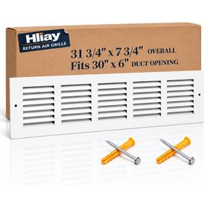 30''Wx6''H Duct Opening Steel Return Air Grille for Wall or Ceiling