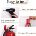 2 Pack Fire Extinguisher Holder and 4 Pieces Fire Extinguisher Sign Sticker, 20lb Fire Extinguisher Wall Hook Mount Bracket for Big and Small Fire Extinguishers, Indoors and Outdoors