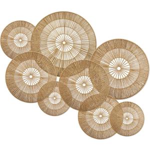 YIYA Set of 8 Boho Wall Decoration Jute Wall Decor Baskets Round Hand Woven Wicker Rattan Wall Art for Living Room Farmhouse Bedroom Nursery, 7.9 x 9.8 x 13.8 x 15.8 x 19.7 x 21.7 inches